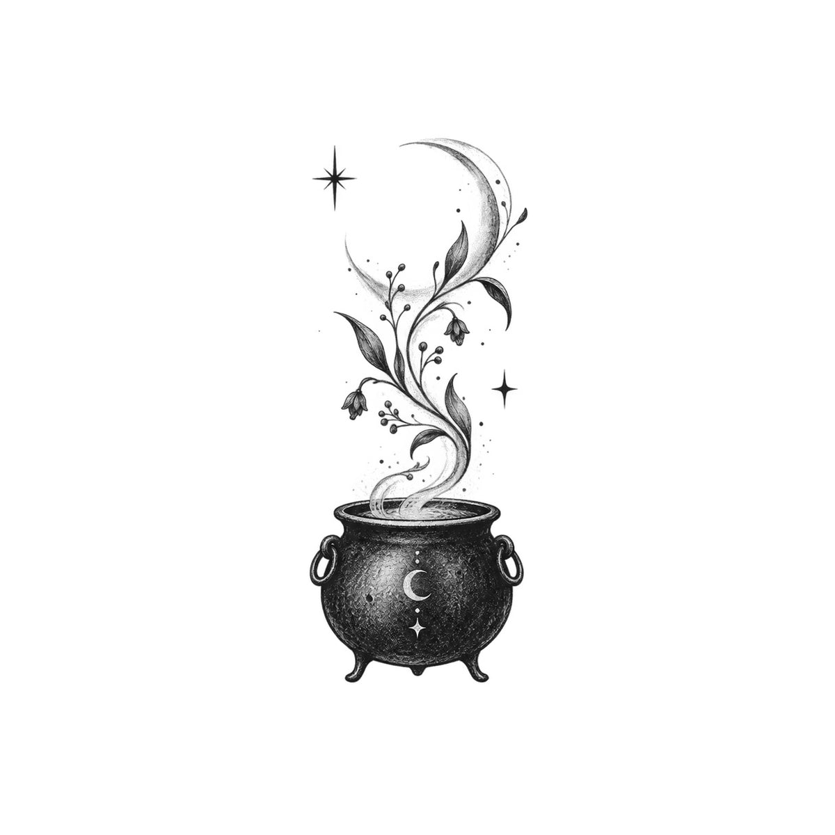 Botanical Cauldron Temporary Tattoo