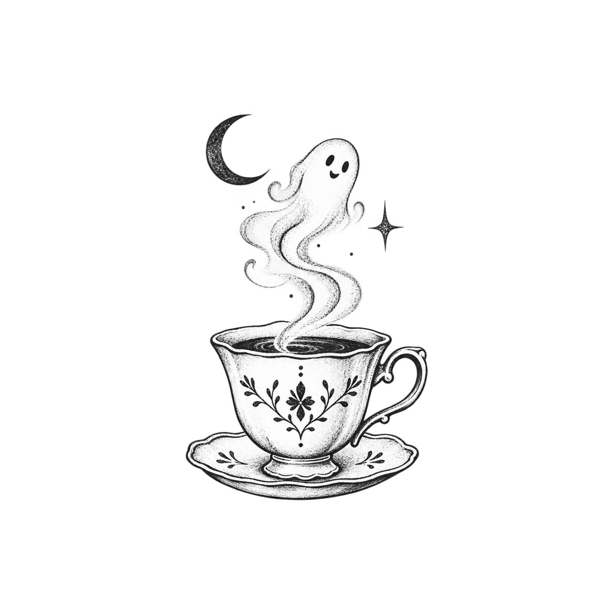 Ghost Teacup Temporary Tattoo