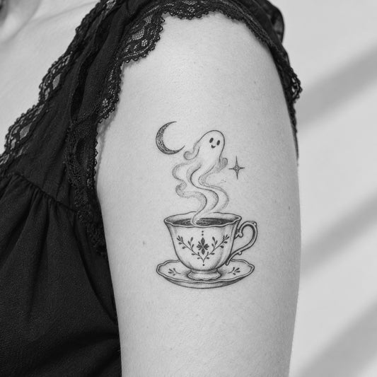 Ghost Teacup Temporary Tattoo