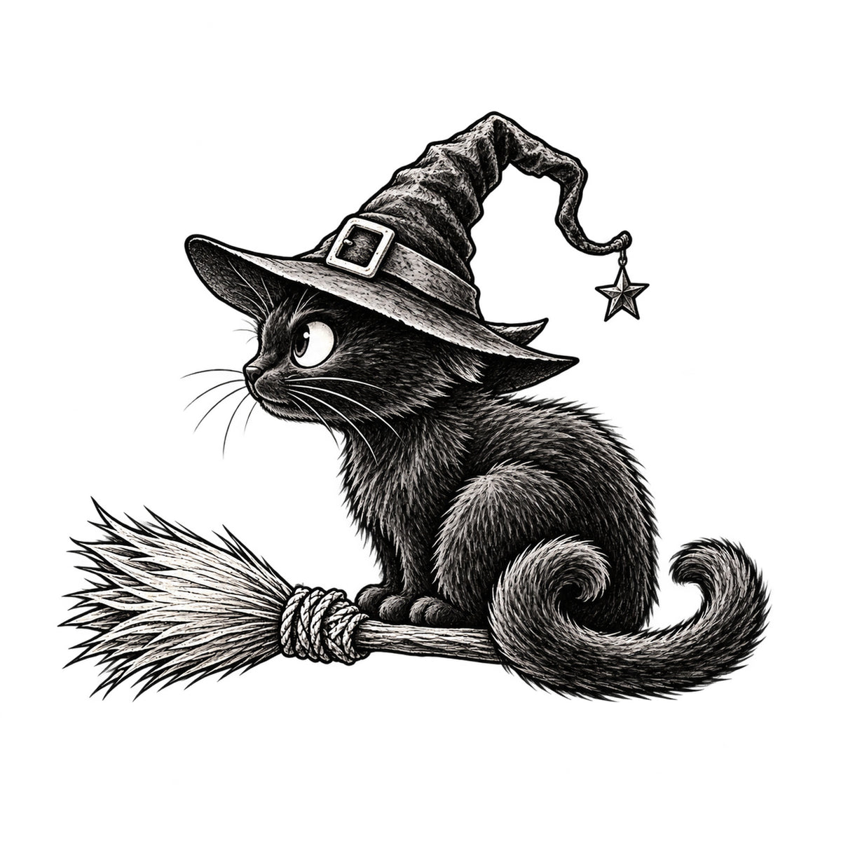 Witch Cat Temporary Tattoo
