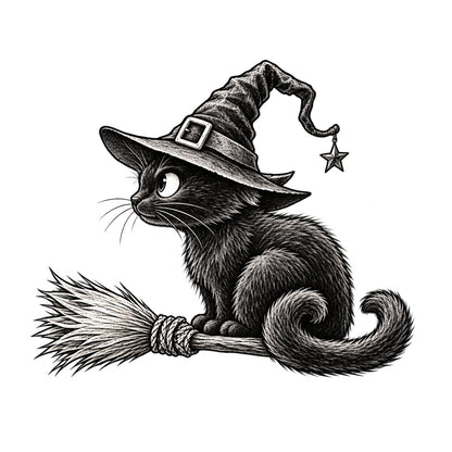 Witch Cat Temporary Tattoo