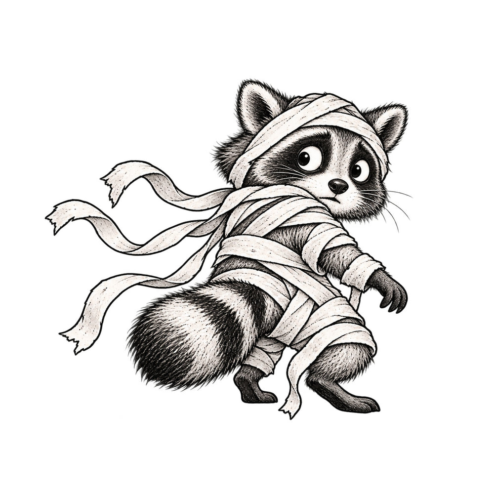 Mummy Raccoon Temporary Tattoo