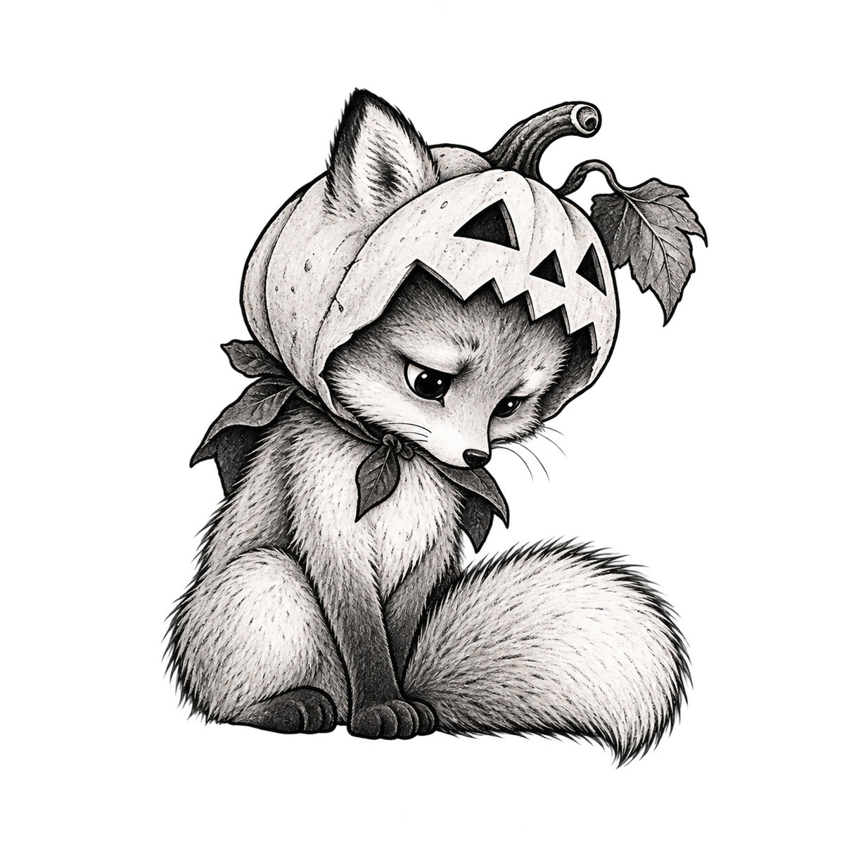 Pumpkin Fox Temporary Tattoo