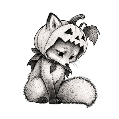 Pumpkin Fox Temporary Tattoo