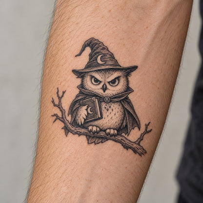 Wizard Owl Temporary Tattoo