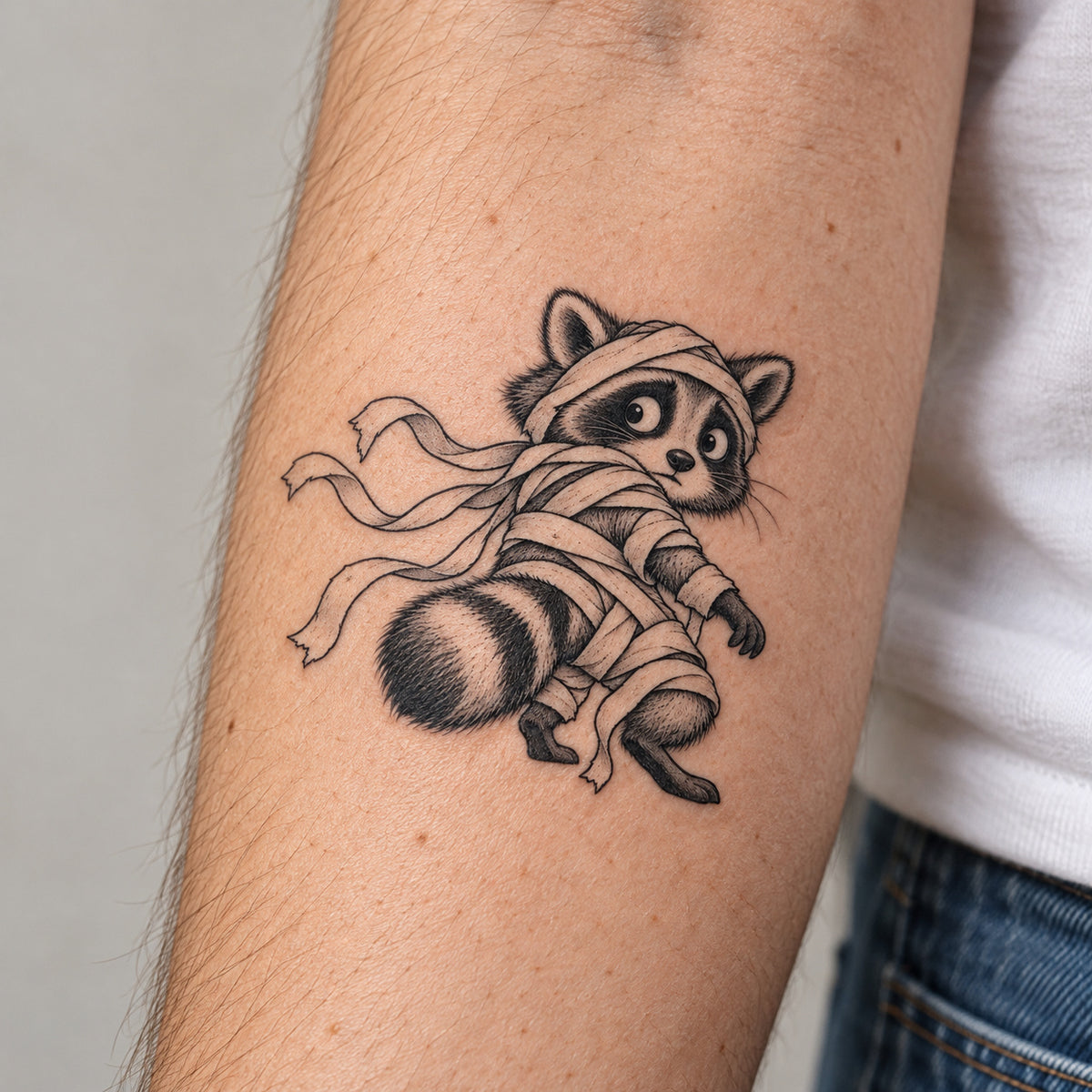 Mummy Raccoon Temporary Tattoo