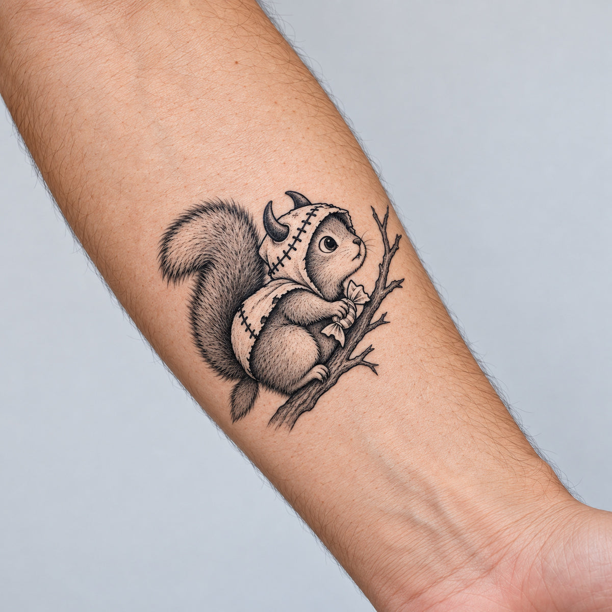 Monster Squirrel Temporary Tattoo
