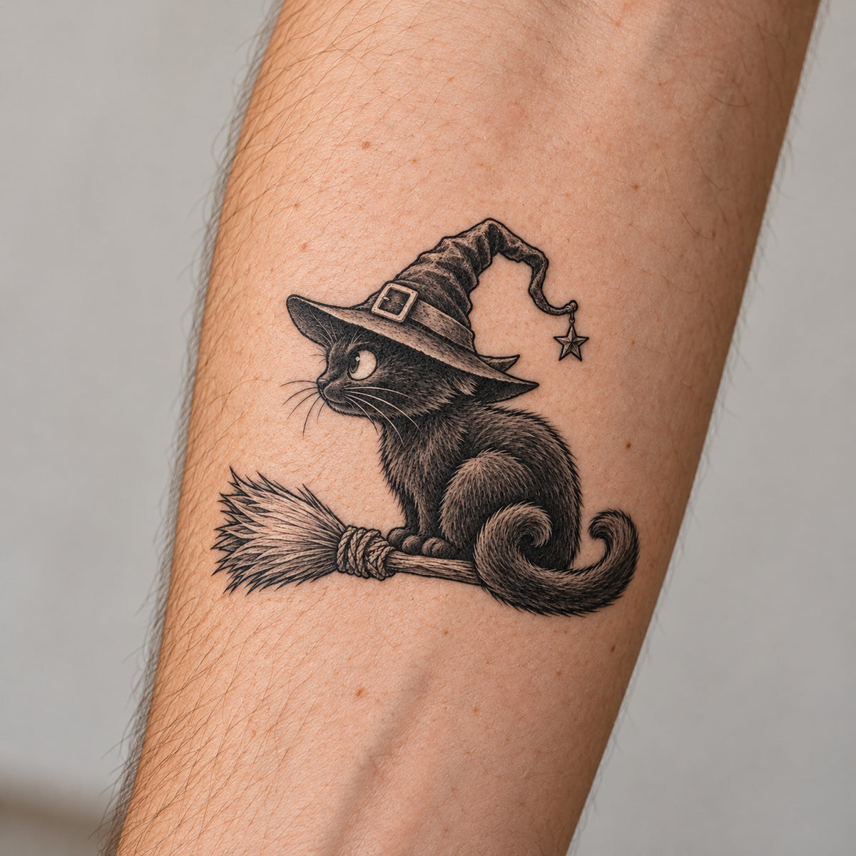 Witch Cat Temporary Tattoo