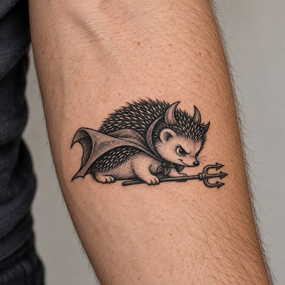 Devil Hedgehog Temporary Tattoo Design