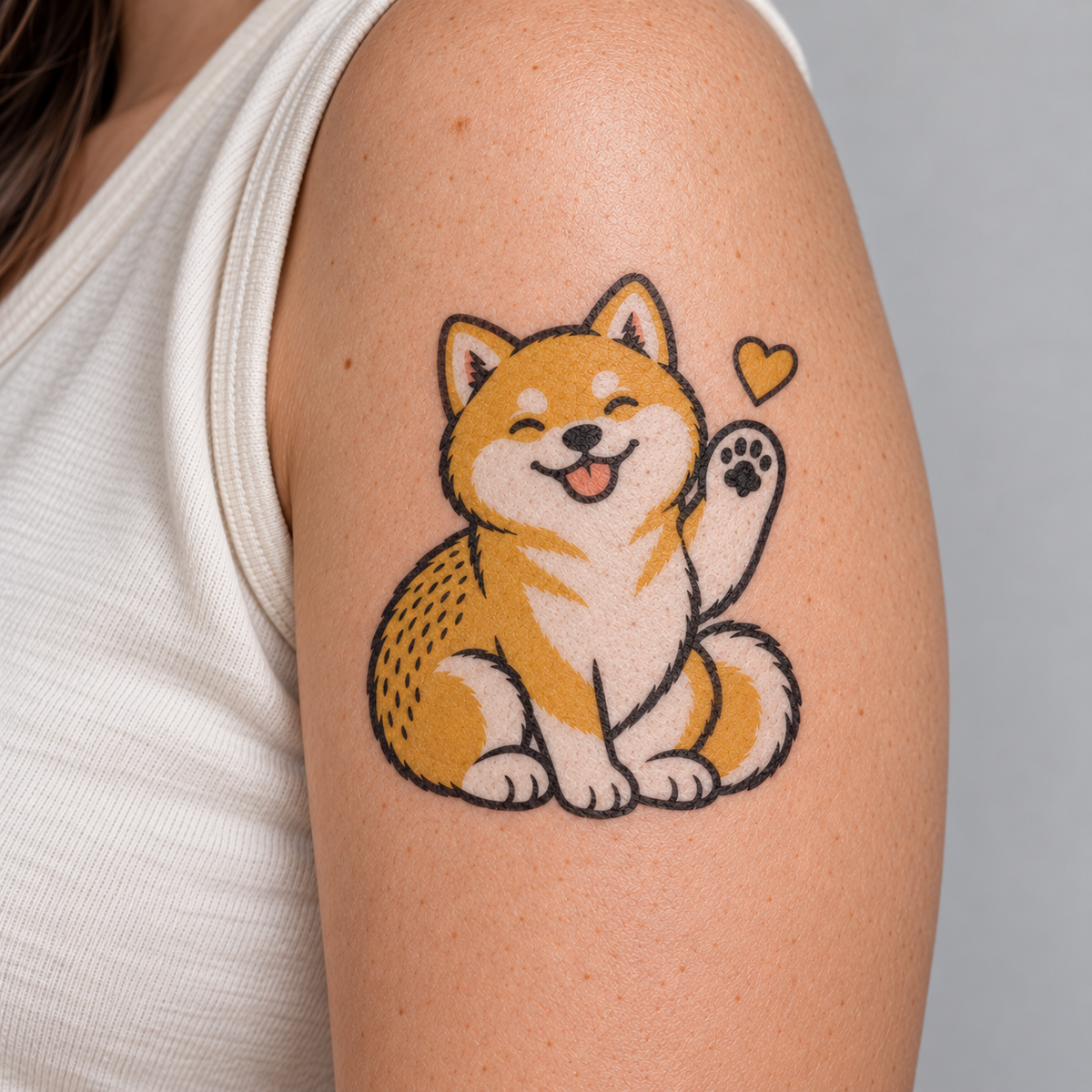 High Five Shiba Inu Temporary Tattoo