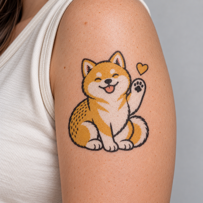 High Five Shiba Inu Temporary Tattoo