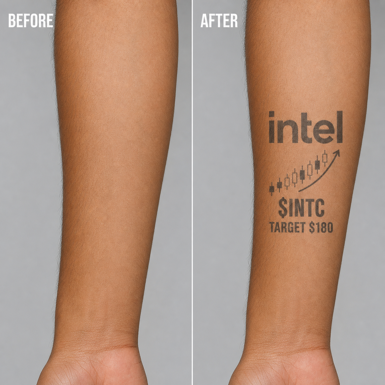 Intel INTC Investor Temporary Tattoo – Stock Market Themed