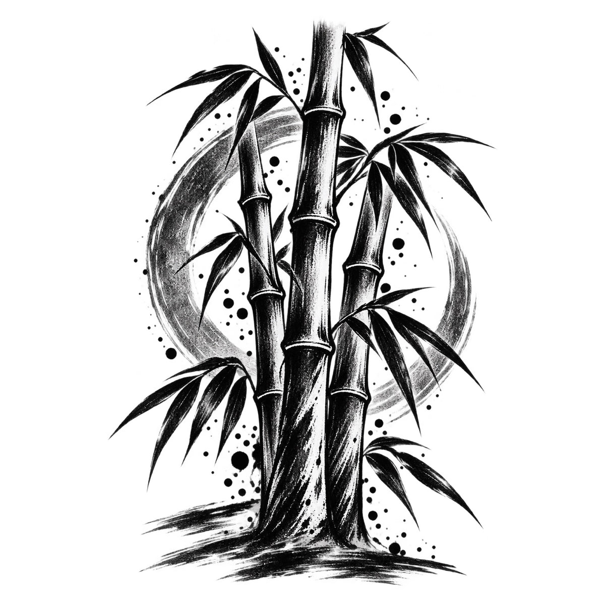 Japanese Minimalism Bamboo Wind Graphic Temporary Tattoo