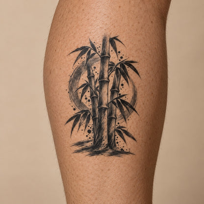 Japanese Minimalism Bamboo Wind Graphic Temporary Tattoo