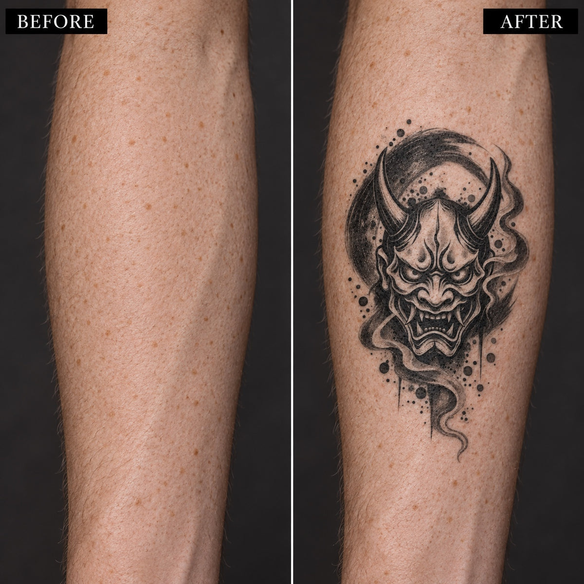 Japanese Minimalism Hannya Smoke Graphic Temporary Tattoo
