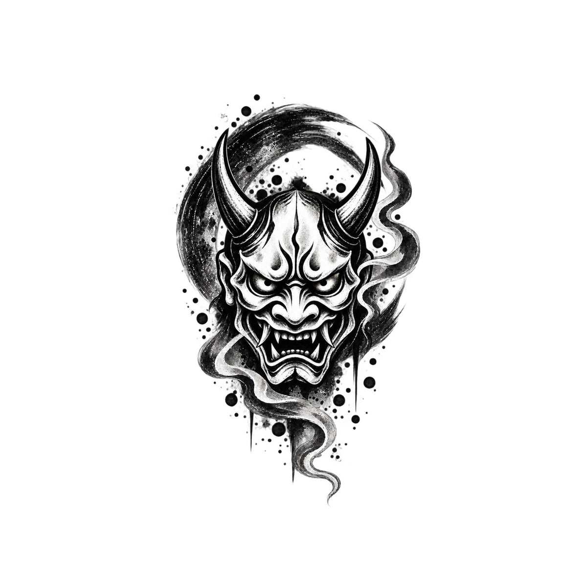 Japanese Minimalism Hannya Smoke Graphic Temporary Tattoo
