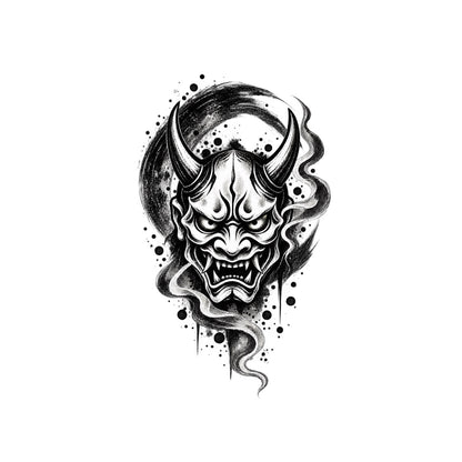 Japanese Minimalism Hannya Smoke Graphic Temporary Tattoo