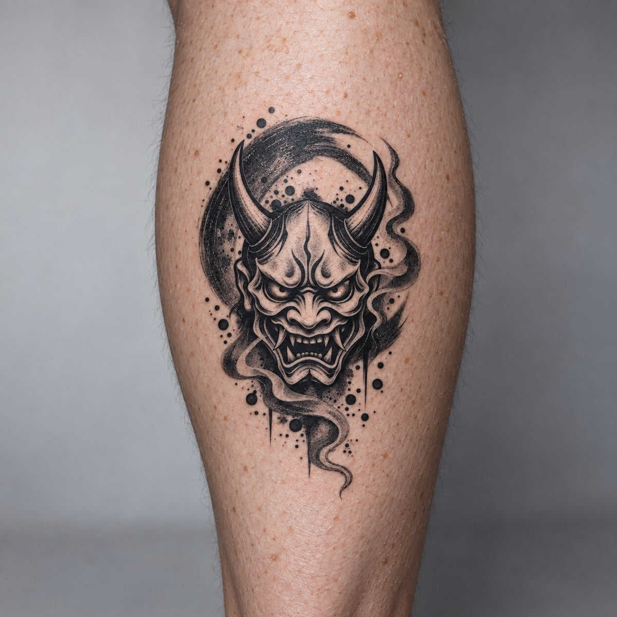 Japanese Minimalism Hannya Smoke Graphic Temporary Tattoo