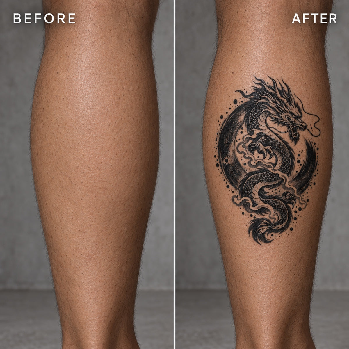 Japanese Dragon Minimalist Temporary Tattoo