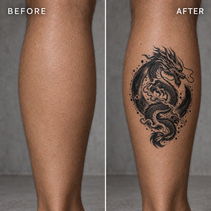 Japanese Dragon Minimalist Temporary Tattoo