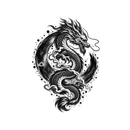Japanese Dragon Minimalist Temporary Tattoo