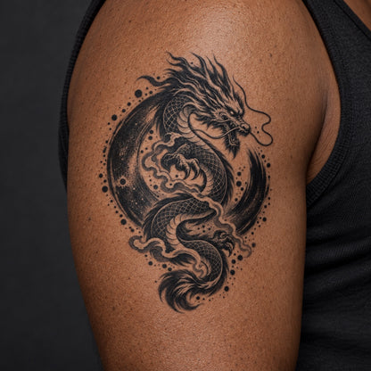 Japanese Dragon Minimalist Temporary Tattoo