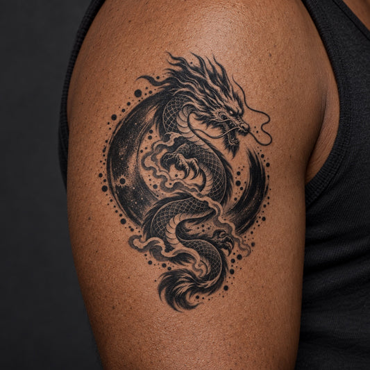 Japanese Dragon Minimalist Temporary Tattoo
