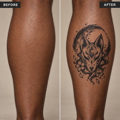 Kitsune Moon Japanese Minimalist Temporary Tattoo
