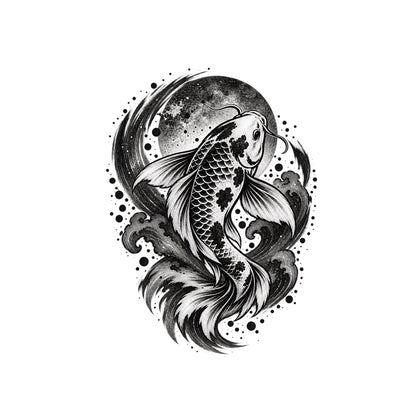 Japanese Minimalism Koi Current Graphic Temporary Tattoo
