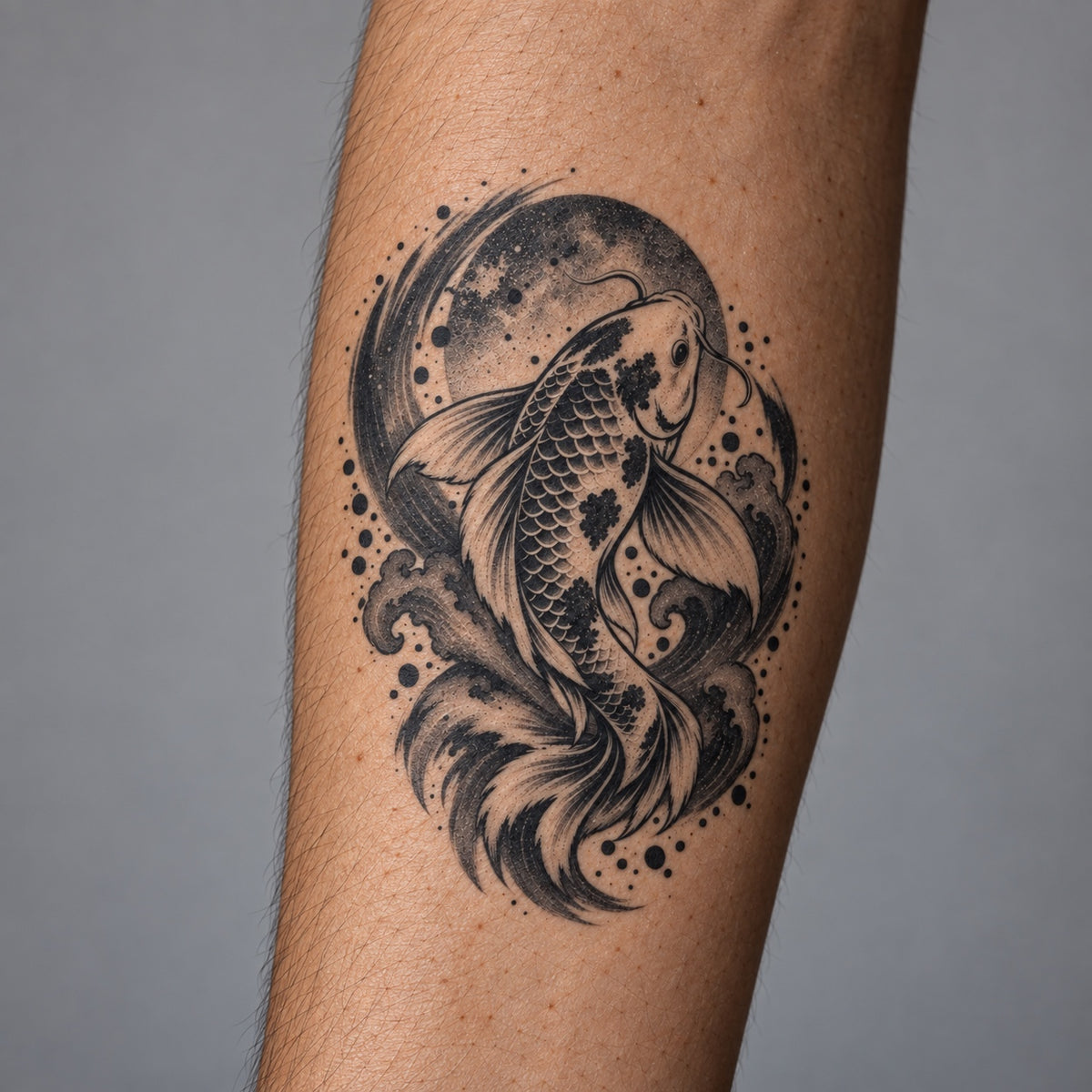 Japanese Minimalism Koi Current Graphic Temporary Tattoo