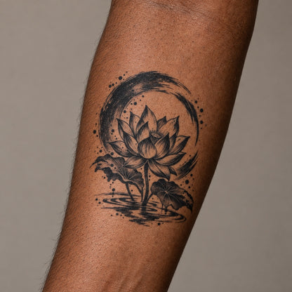 Japanese Minimalism Lotus Enso Temporary Tattoo