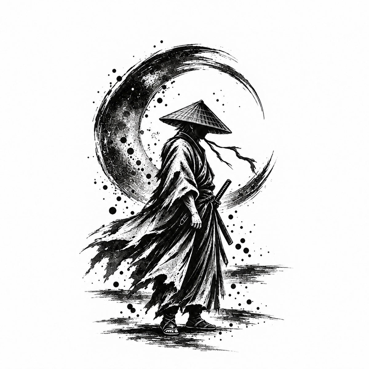 Moon Shadow Ronin Temporary Tattoo