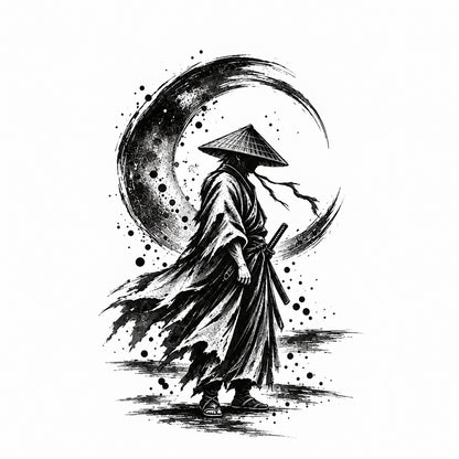 Moon Shadow Ronin Temporary Tattoo
