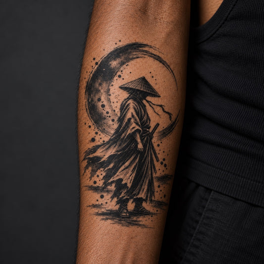 Moon Shadow Ronin Temporary Tattoo