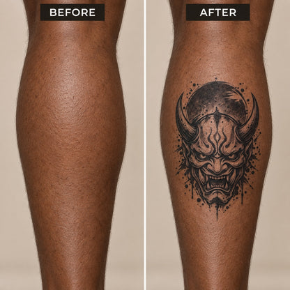 Japanese Minimalism Oni Mask Temporary Tattoo