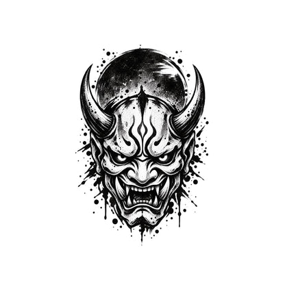 Japanese Minimalism Oni Mask Temporary Tattoo