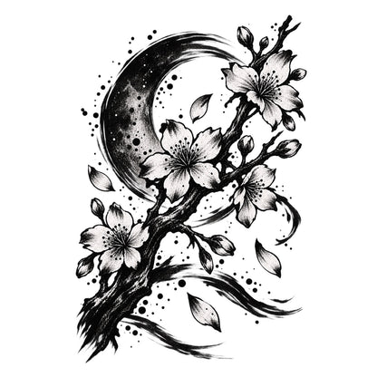 Japanese Minimalism Sakura Branch Temporary Tattoo