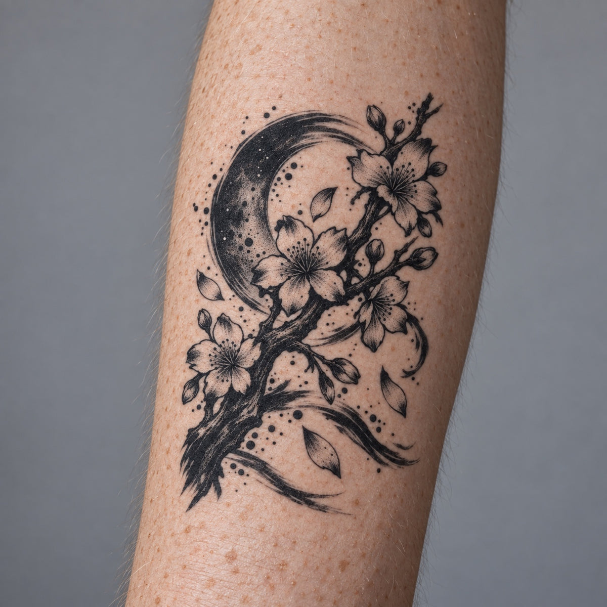 Japanese Minimalism Sakura Branch Temporary Tattoo