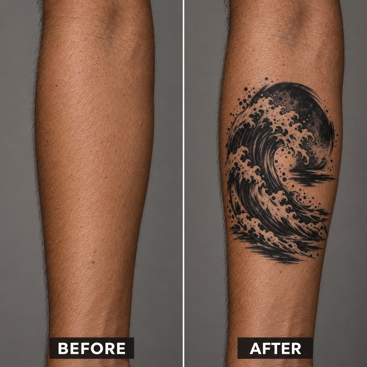 Japanese Minimalism Storm Wave Temporary Tattoo