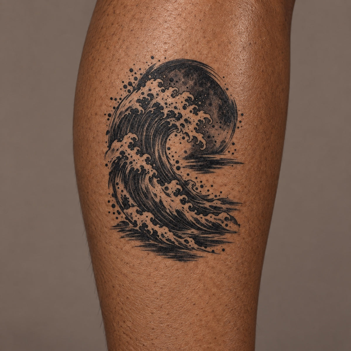 Japanese Minimalism Storm Wave Temporary Tattoo