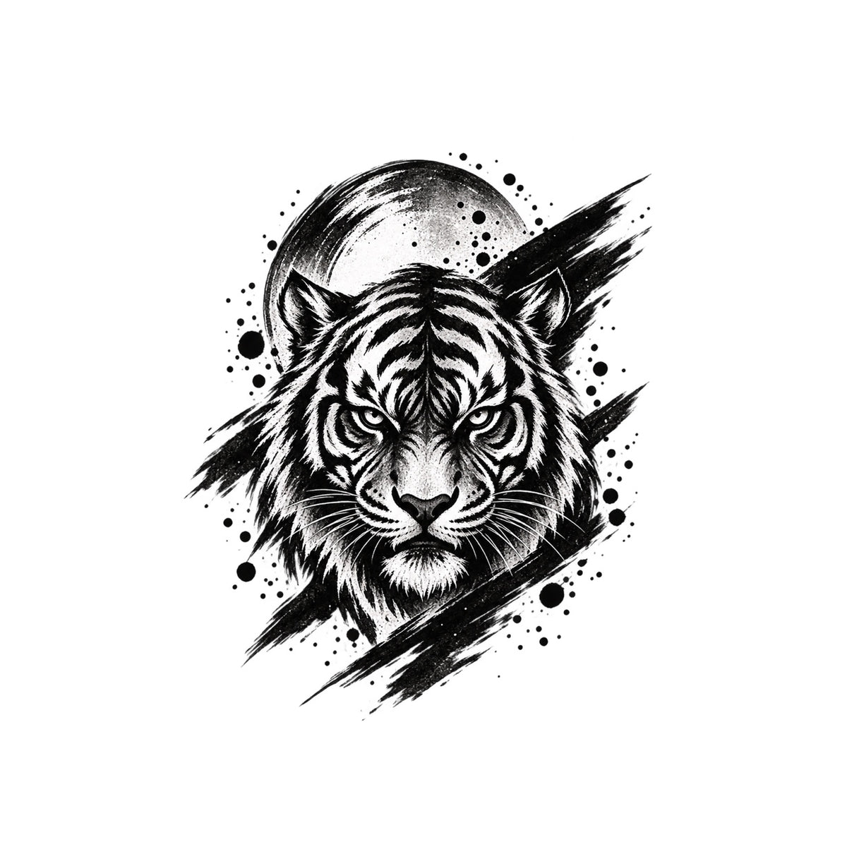 Japanese Minimalist Tiger Shadow Temporary Tattoo
