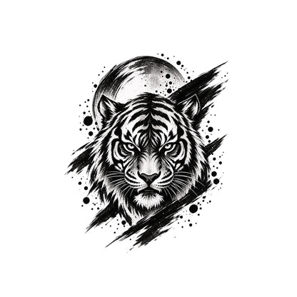 Japanese Minimalist Tiger Shadow Temporary Tattoo
