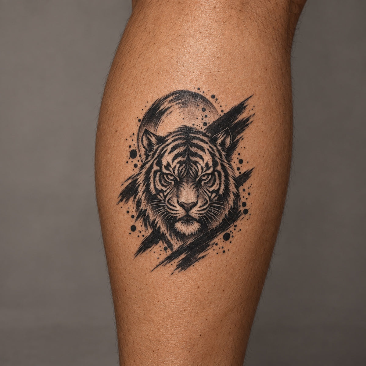 Japanese Minimalist Tiger Shadow Temporary Tattoo