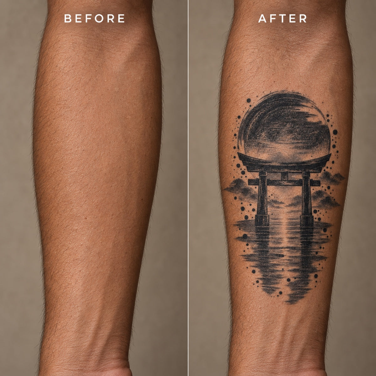 Japanese Minimalism Torii Sunrise Temporary Tattoo