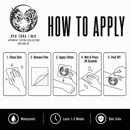 Japanese Dragon vs Tiger Duel Temporary Tattoo