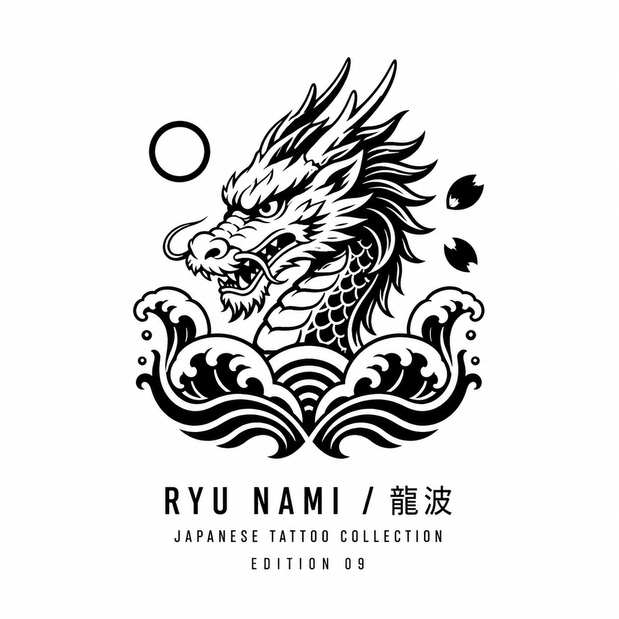 Japanese Dragon Wave Crest Temporary Tattoo