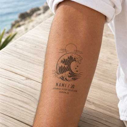 Japanese Great Wave Sun Temporary Tattoo