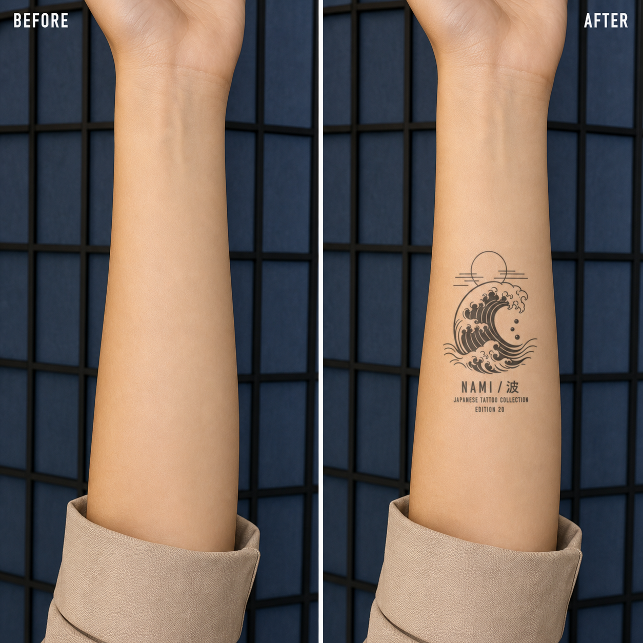 Japanese Great Wave Sun Temporary Tattoo