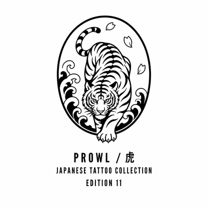 Prowling Tiger Wave Temporary Tattoo