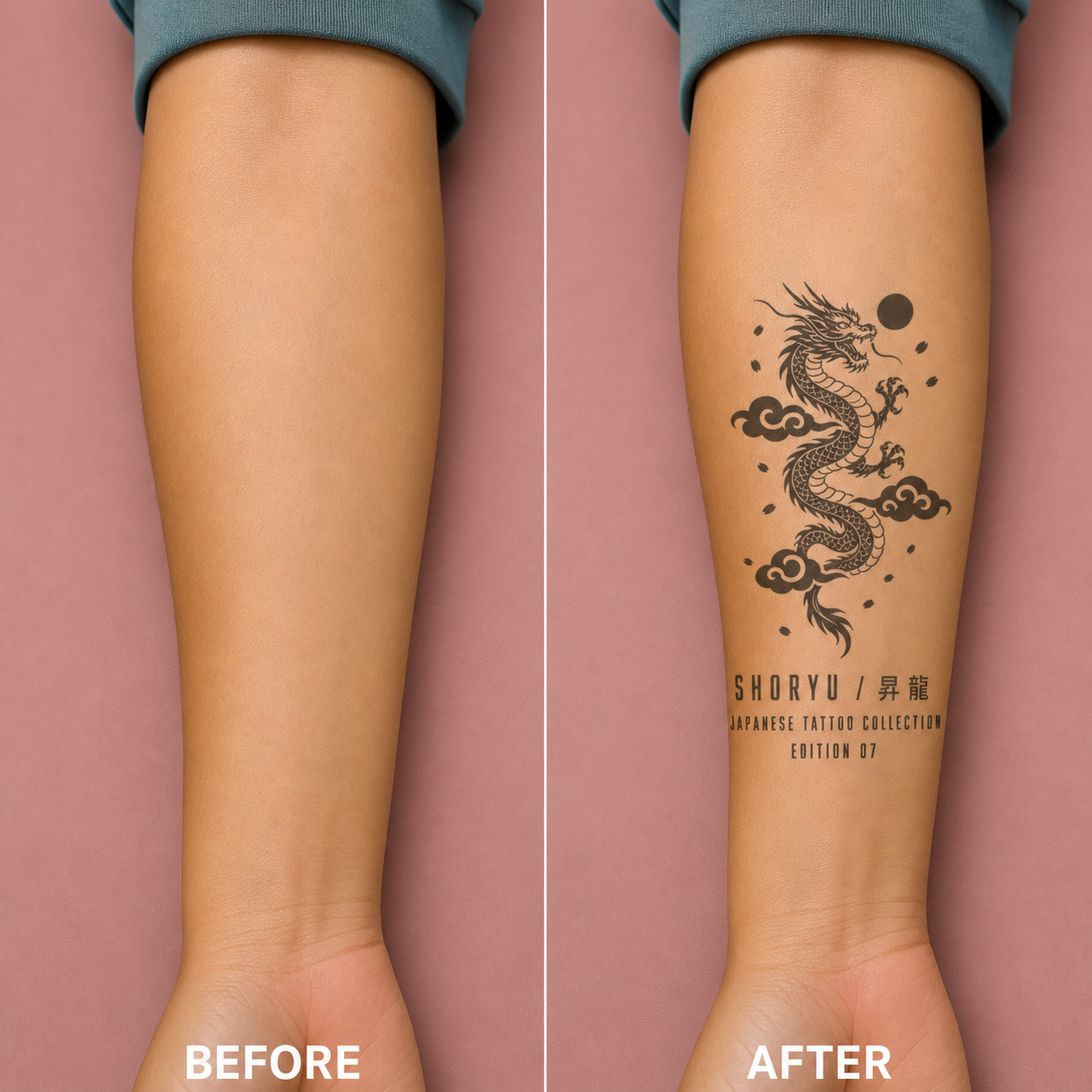 Rising Dragon Cloud Japanese Temporary Tattoo (Ink)